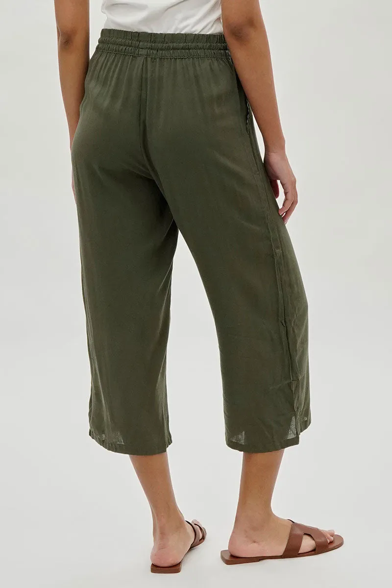 International INC Company Cropped Tie Waist Pants - Olive sold by Fairweather product image thumbnail 3