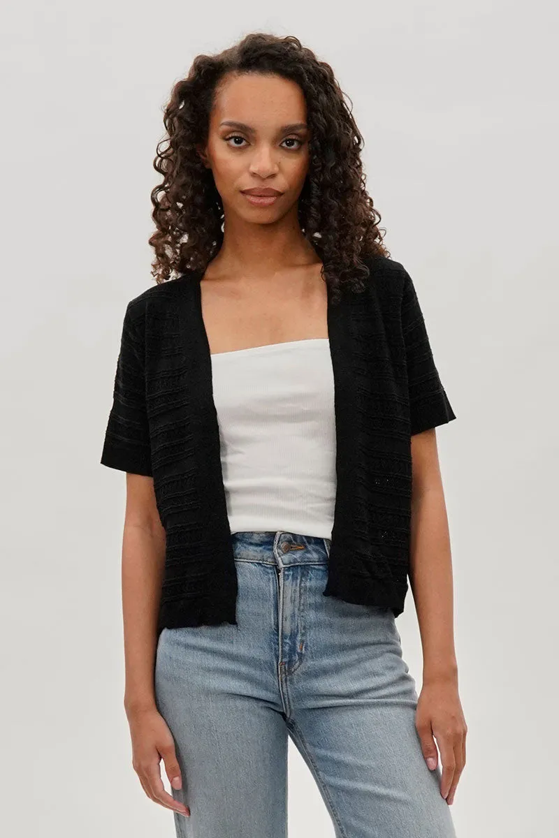 Beechers Brook Short Sleeve Knit Cardigan - Black sold by Fairweather