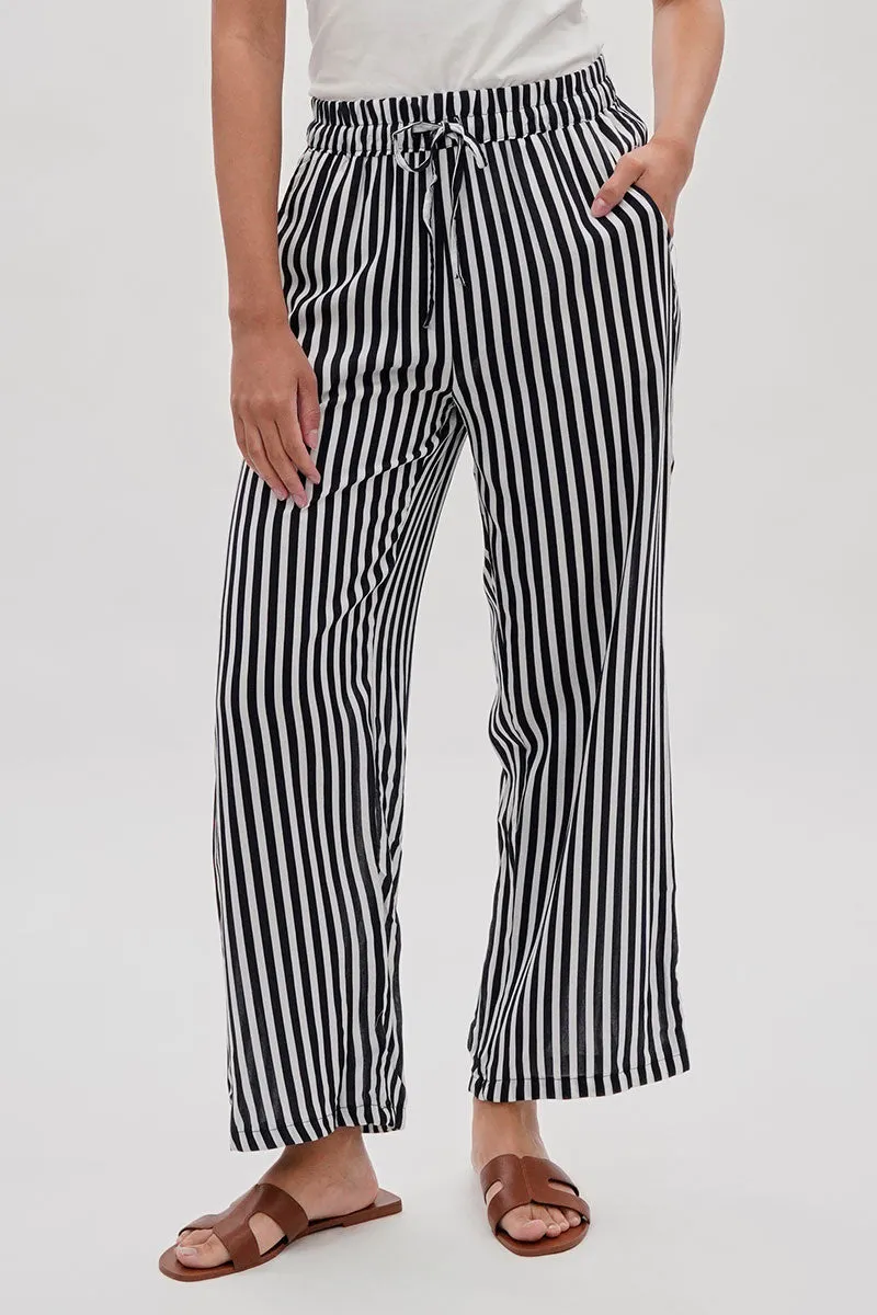 International INC Company Striped Wide Leg Pants - Black sold by Fairweather