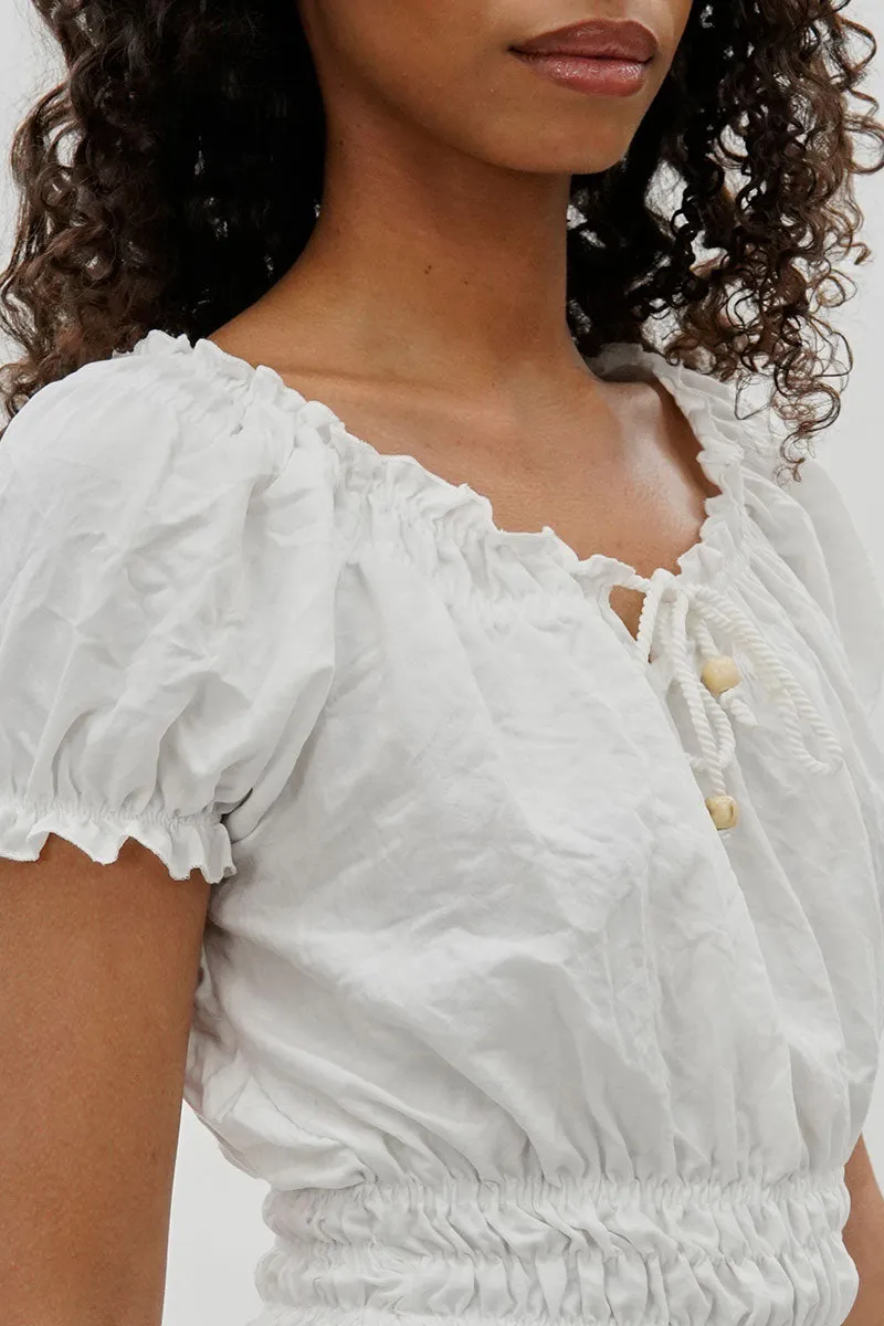 Runaway Bay Cinched Short Sleeve Blouse - White sold by Fairweather product image thumbnail 4