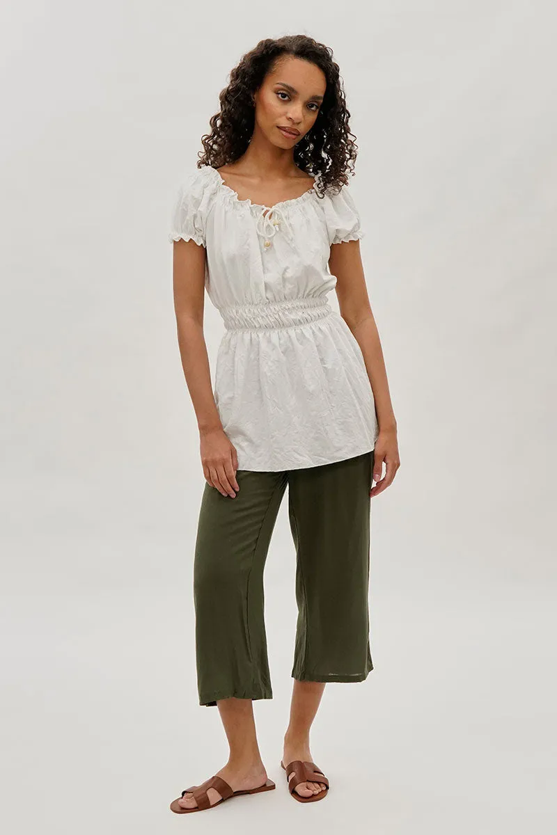 Runaway Bay Cinched Short Sleeve Blouse - White sold by Fairweather product image thumbnail 5