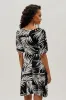 Costa Blanca Leaf Print Square Neck Day Dress - Black sold by Fairweather