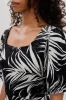 Costa Blanca Leaf Print Square Neck Day Dress - Black sold by Fairweather