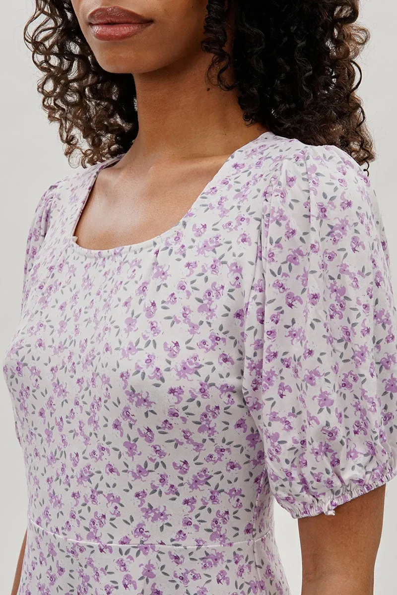 Costa Blanca Floral Square Neck Day Dress - Lavender sold by Fairweather product image thumbnail 4