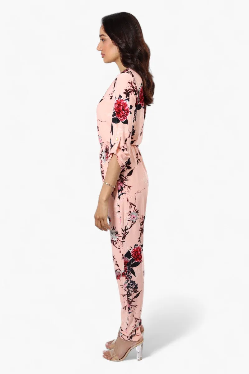 International INC Company Floral Roll Up Sleeve Jumpsuit - Pink sold by Fairweather product image thumbnail 3