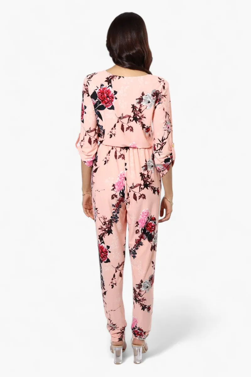 International INC Company Floral Roll Up Sleeve Jumpsuit - Pink sold by Fairweather product image thumbnail 4