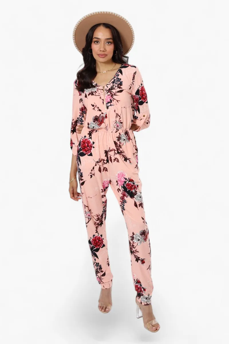 International INC Company Floral Roll Up Sleeve Jumpsuit - Pink sold by Fairweather product image thumbnail 2