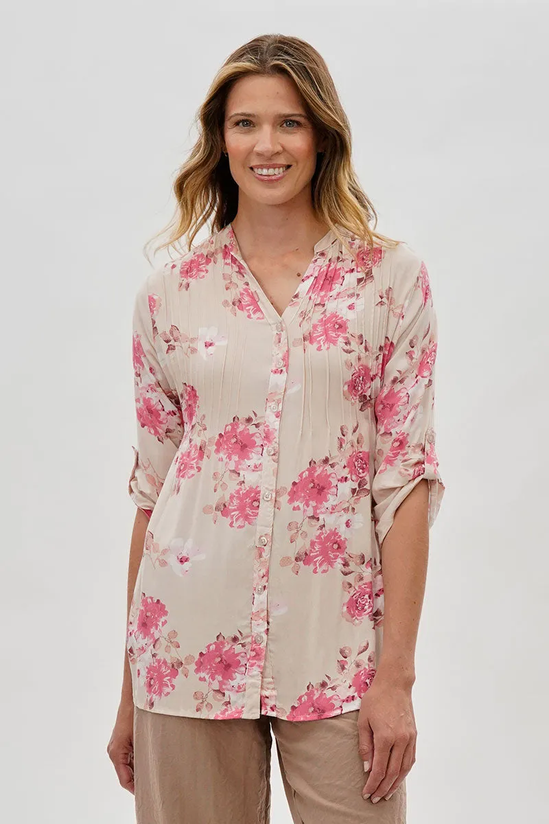 International INC Company Floral Back Tie Blouse - Pink sold by Fairweather
