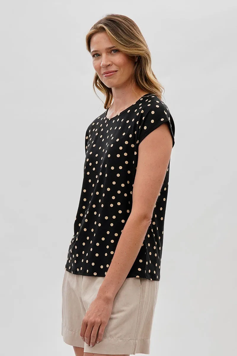 Beechers Brook Polka Dot Cap Sleeve Blouse - Black sold by Fairweather product image thumbnail 2