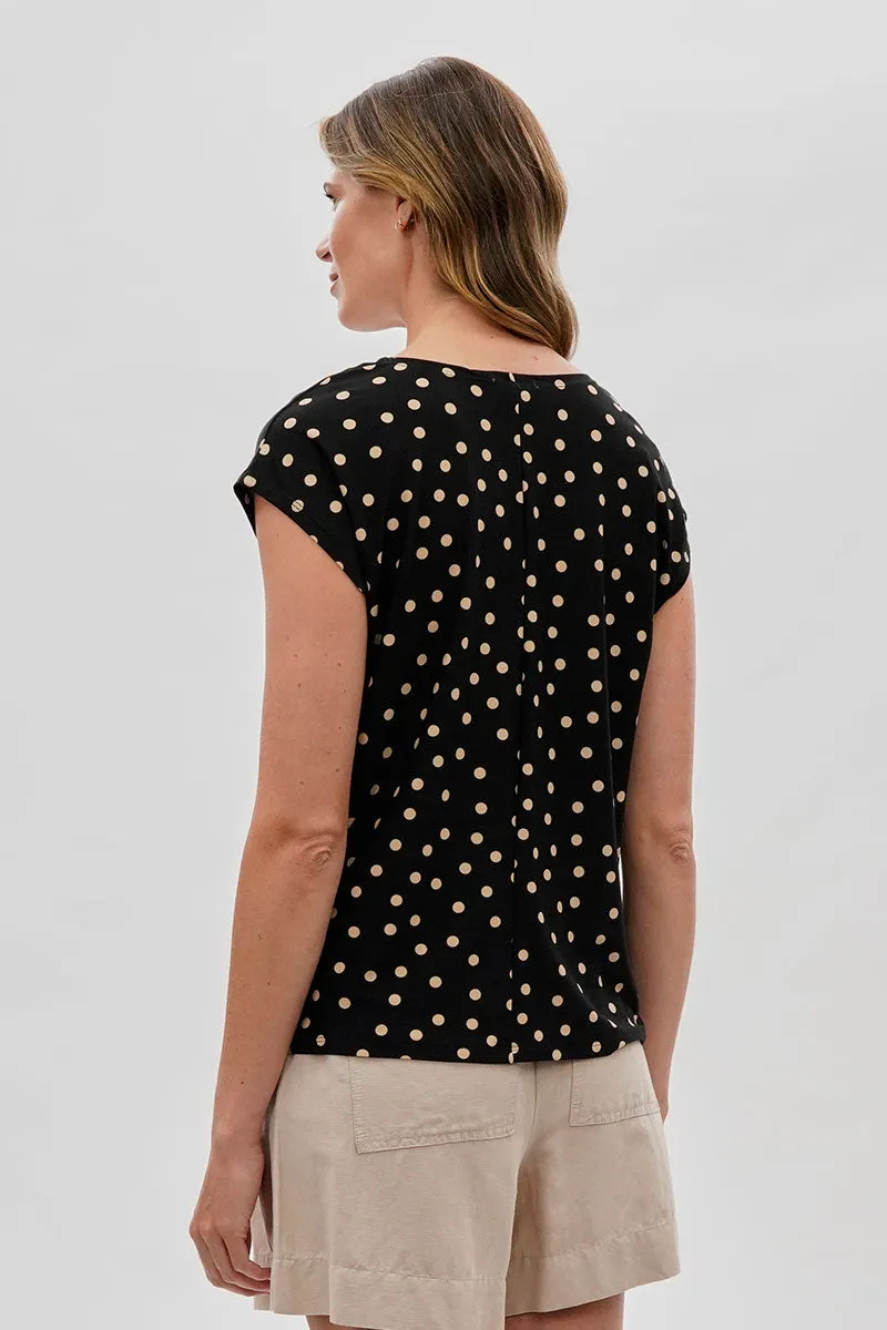 Beechers Brook Polka Dot Cap Sleeve Blouse - Black sold by Fairweather product image thumbnail 3