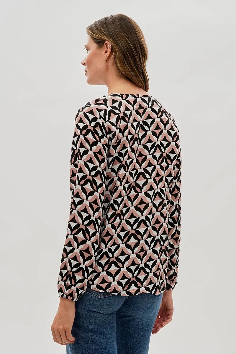 Beechers Brook Patterned Lace Up Blouse - Black sold by Fairweather product image thumbnail 3