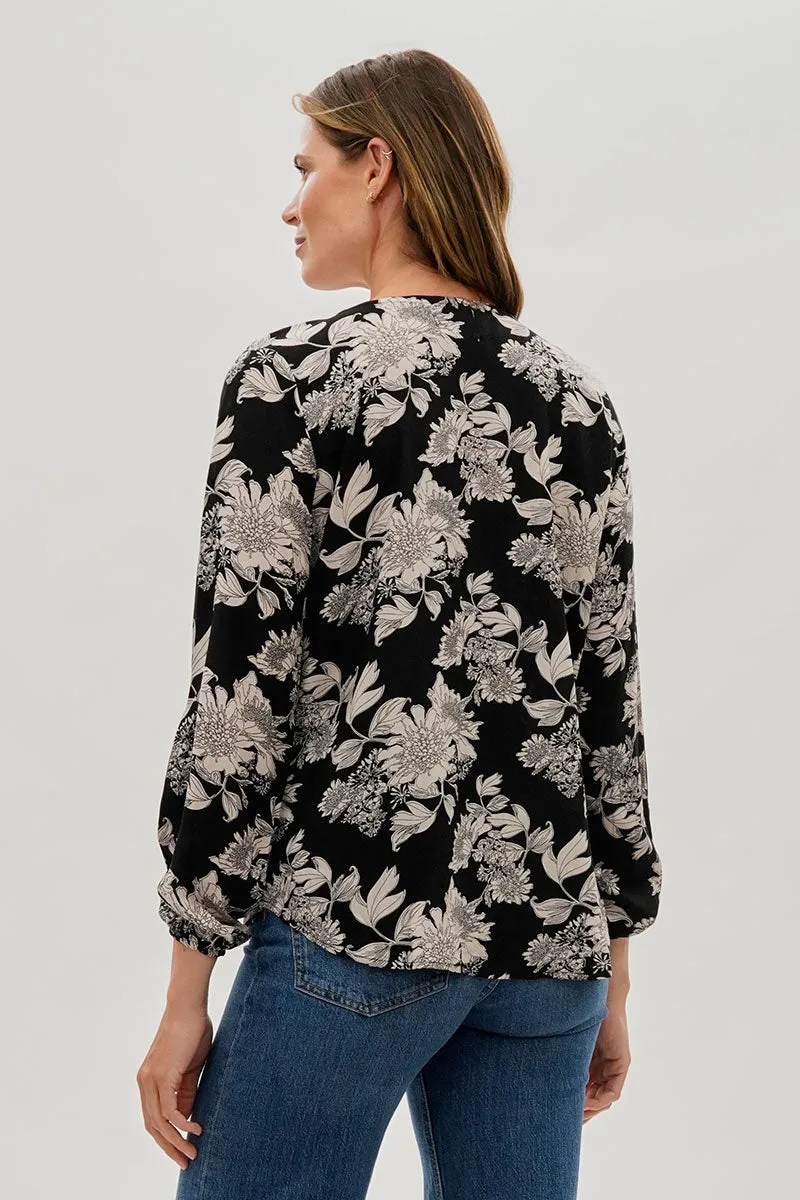 Beechers Brook Floral Lace Up Blouse - Black sold by Fairweather product image thumbnail 3