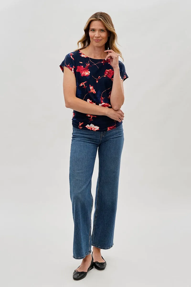 International INC Company Floral Ruched Side Blouse - Navy sold by Fairweather product image thumbnail 5