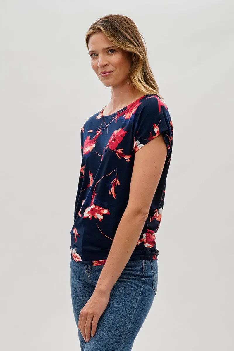 International INC Company Floral Ruched Side Blouse - Navy sold by Fairweather product image thumbnail 2