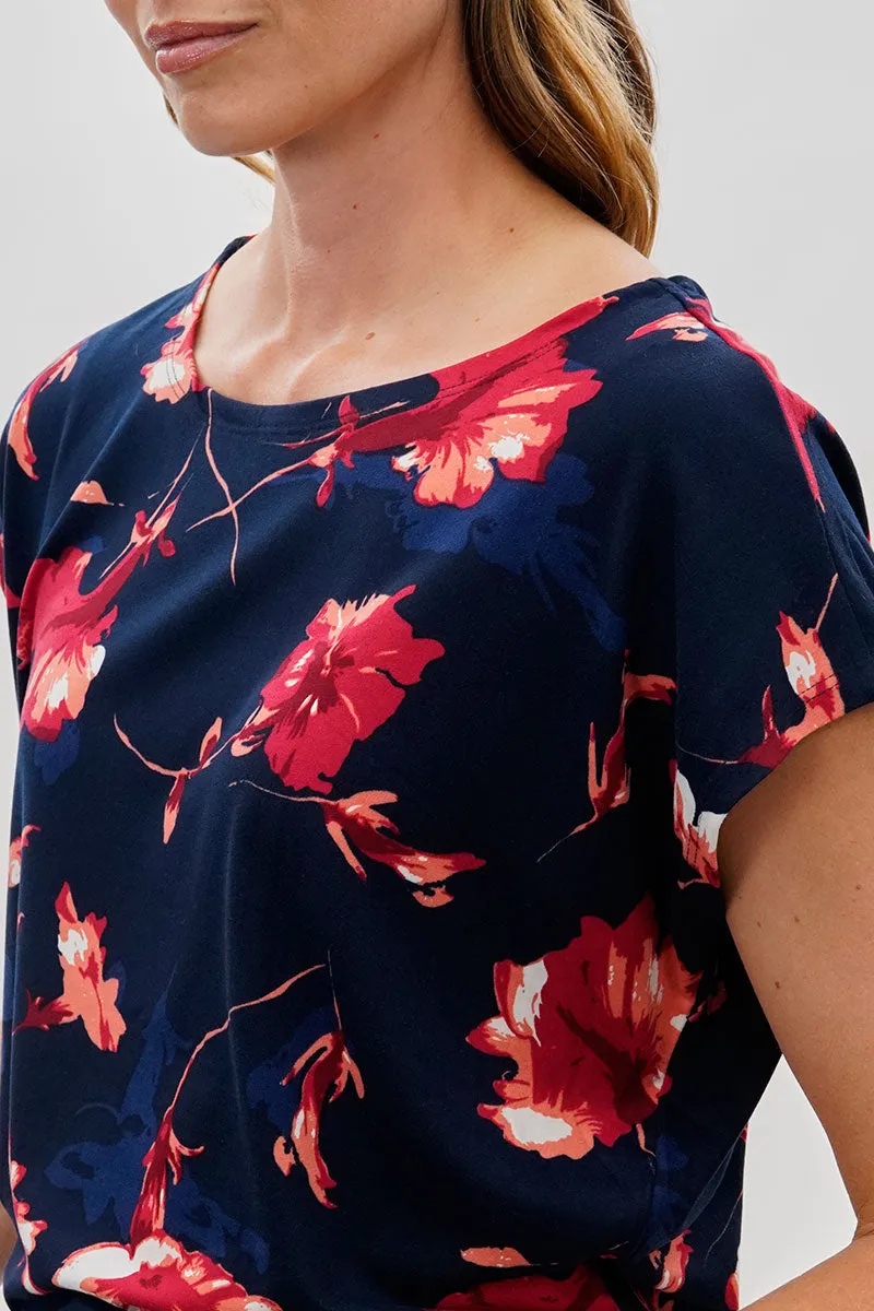 International INC Company Floral Ruched Side Blouse - Navy sold by Fairweather product image thumbnail 4