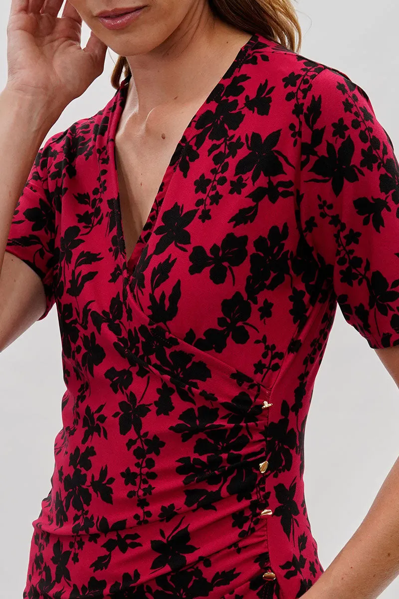 Beechers Brook Floral V-Neck Blouse - Red sold by Fairweather product image thumbnail 4