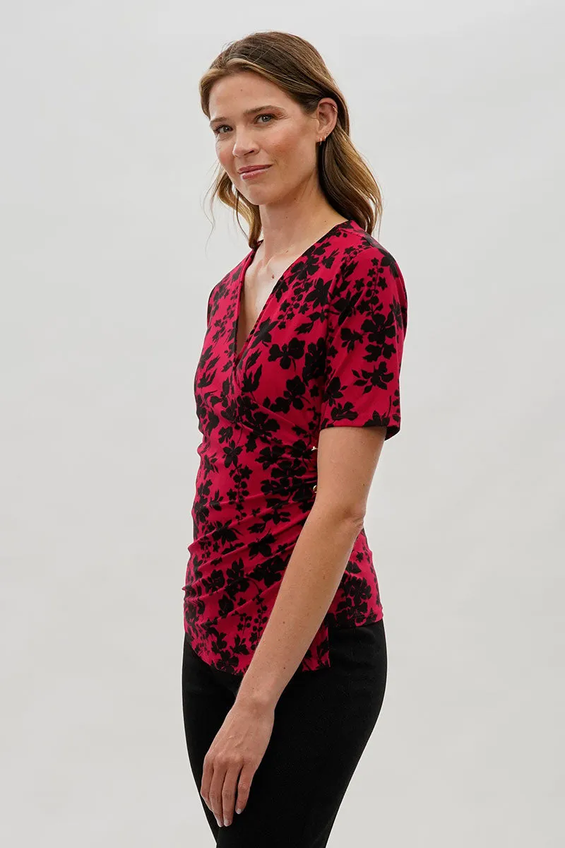 Beechers Brook Floral V-Neck Blouse - Red sold by Fairweather product image thumbnail 2