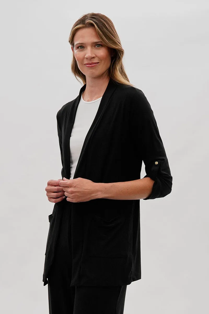 Costa Blanca Open Lightweight Wrap Cardigan - Black sold by Fairweather product image thumbnail 2