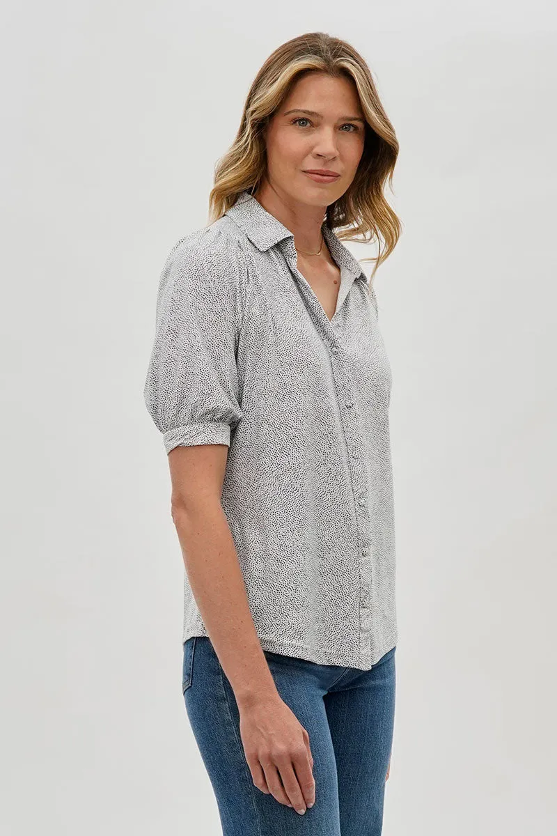 Beechers Brook Patterned Puff Sleeve Button Down Blouse - Grey sold by Fairweather product image thumbnail 2