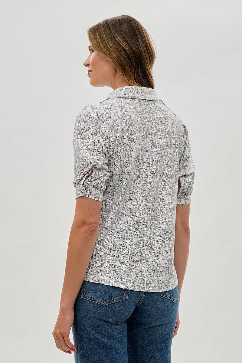 Beechers Brook Patterned Puff Sleeve Button Down Blouse - Grey sold by Fairweather product image thumbnail 3