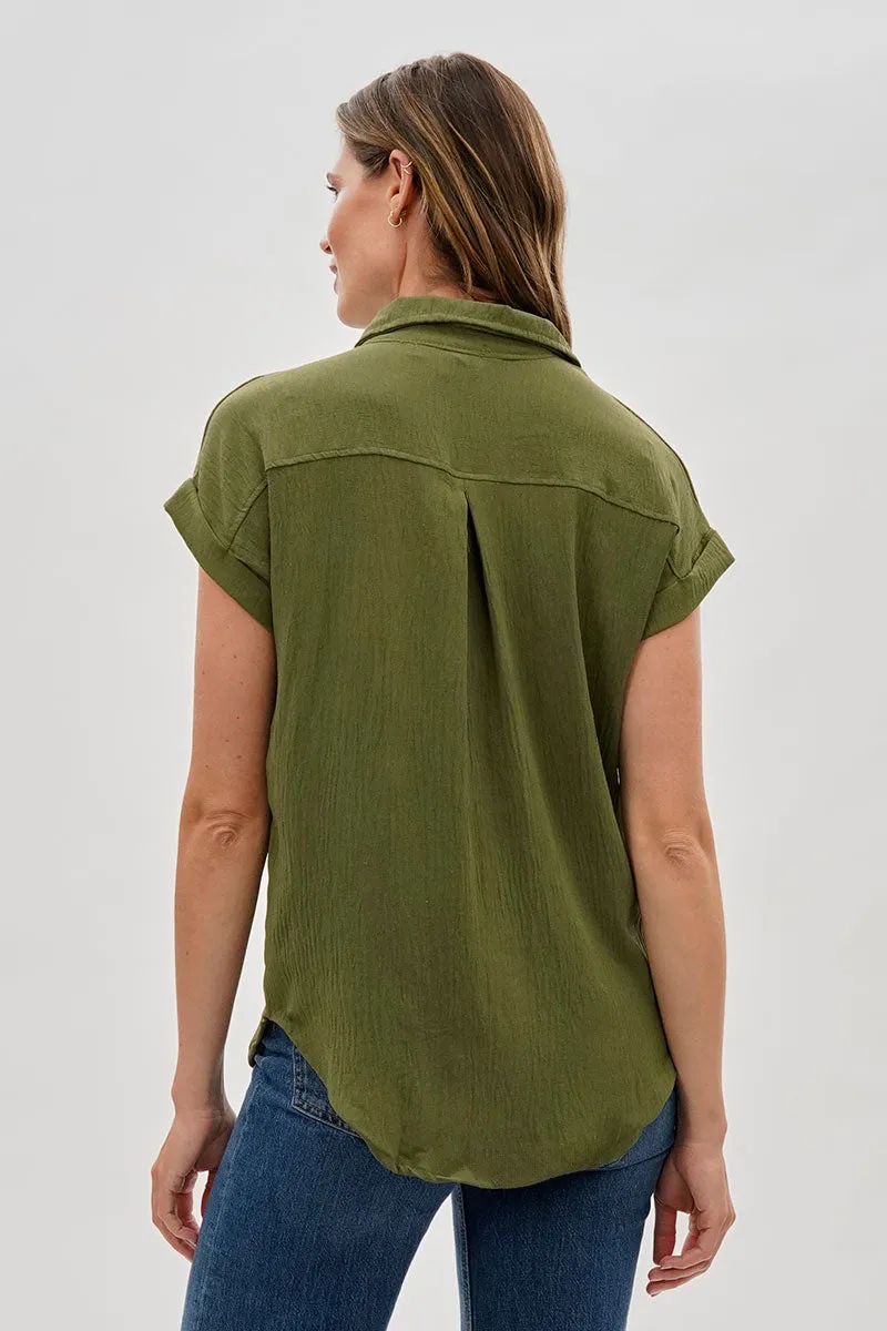 Sylexchange Vintage Short Sleeve Button Down Shirt - Olive sold by Fairweather product image thumbnail 3