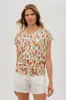 International INC Company Floral Ruched Side Blouse - Cream sold by Fairweather