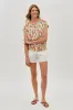 International INC Company Floral Ruched Side Blouse - Cream sold by Fairweather