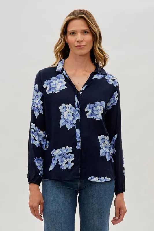 Beechers Brook Floral Button Down Blouse - Navy sold by Fairweather