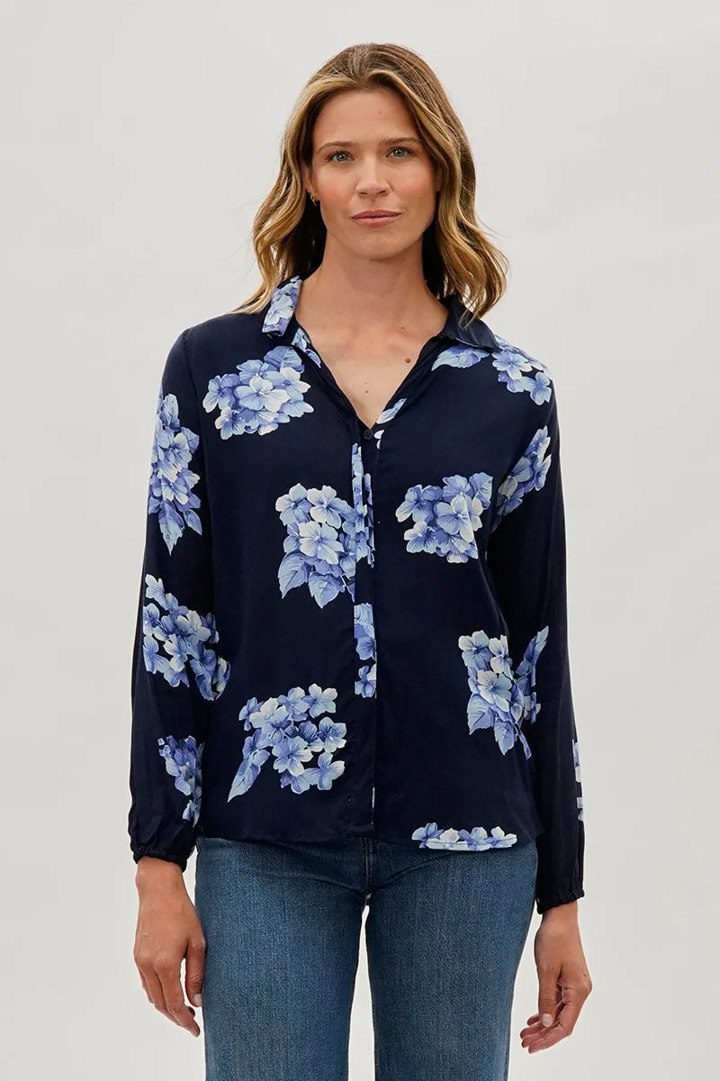 Beechers Brook Floral Button Down Blouse - Navy sold by Fairweather