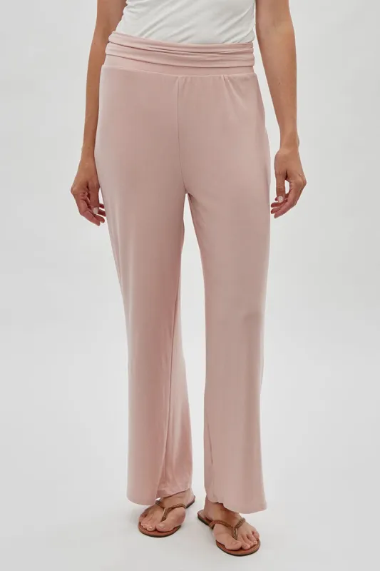 Costa Blanca Wide Leg Fold Over Pants - Blush sold by Fairweather