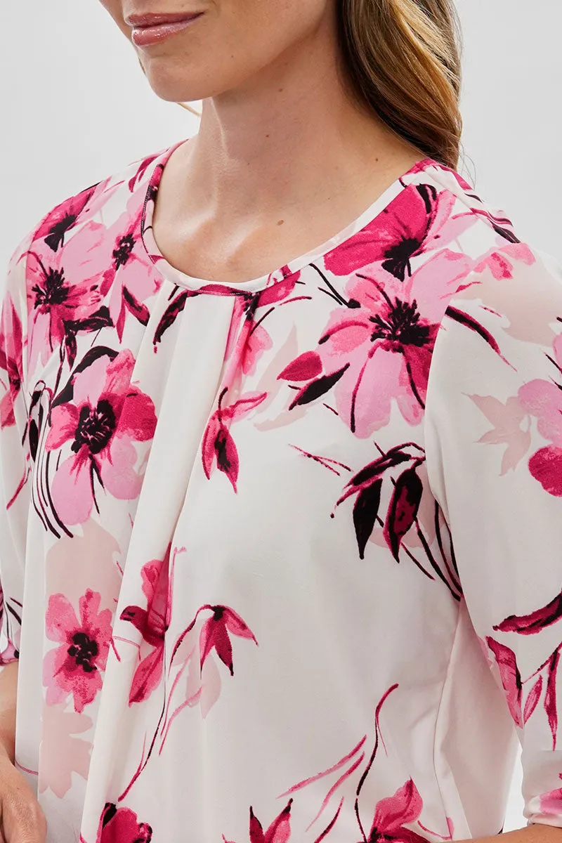 Beechers Brook Floral Roll Up Sleeve Blouse - White sold by Fairweather product image thumbnail 4