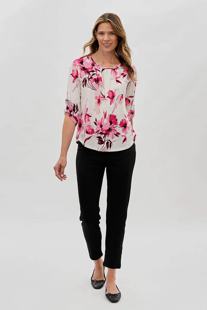 Beechers Brook Floral Roll Up Sleeve Blouse - White sold by Fairweather product image thumbnail 5
