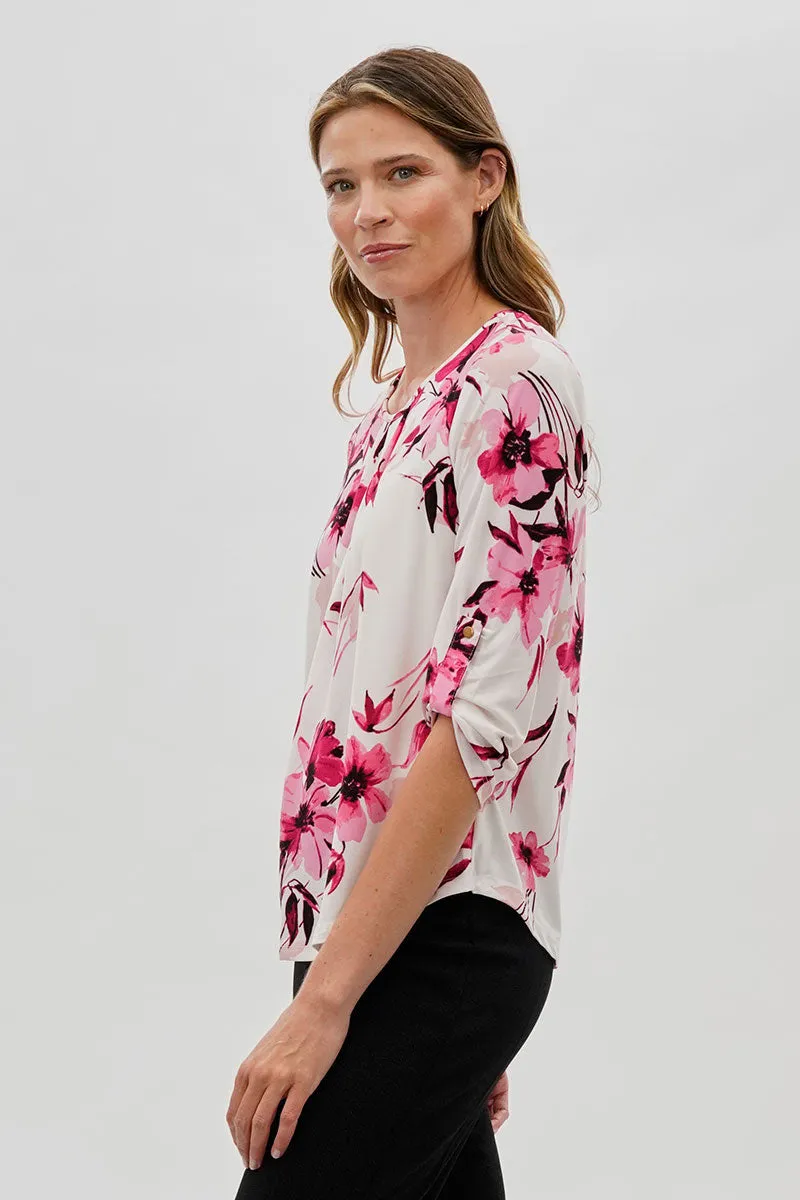 Beechers Brook Floral Roll Up Sleeve Blouse - White sold by Fairweather product image thumbnail 2