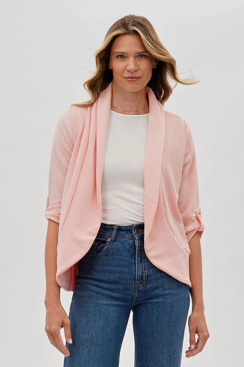 Majora Open Roll Up Sleeve Blazer - Pink sold by Fairweather