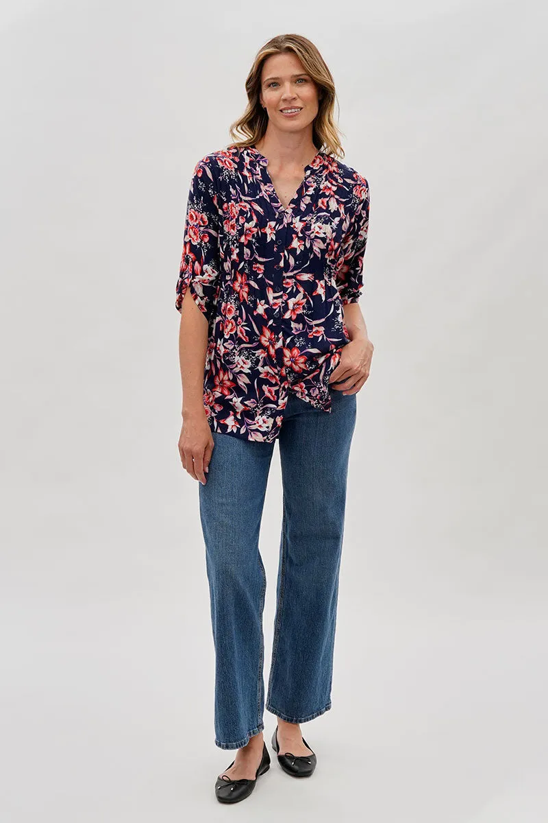 International INC Company Floral Back Tie Blouse - Navy sold by Fairweather product image thumbnail 5
