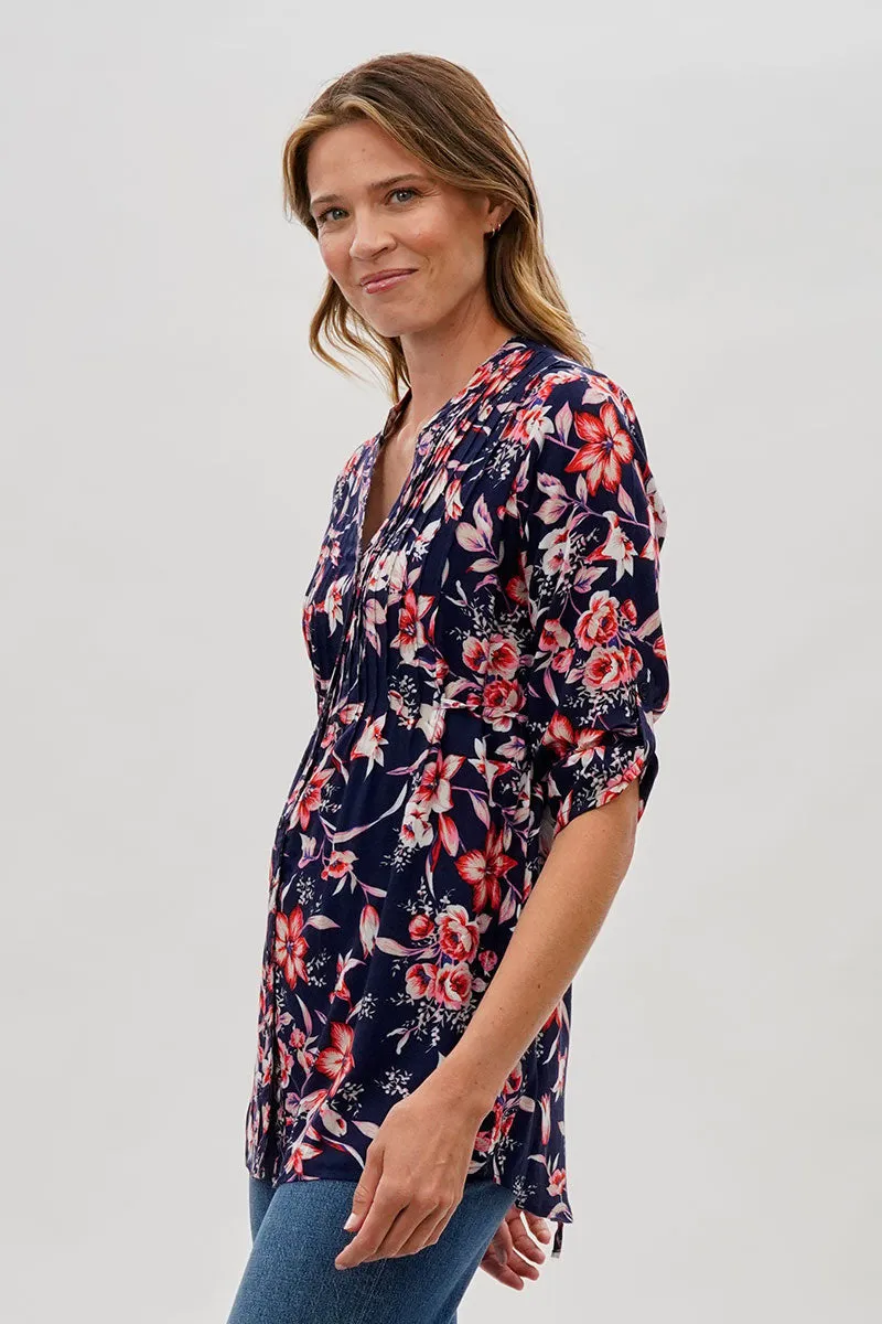 International INC Company Floral Back Tie Blouse - Navy sold by Fairweather product image thumbnail 2