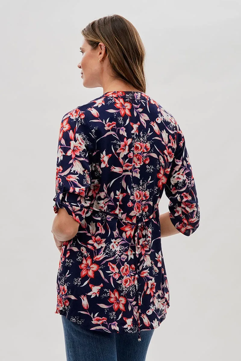 International INC Company Floral Back Tie Blouse - Navy sold by Fairweather product image thumbnail 3
