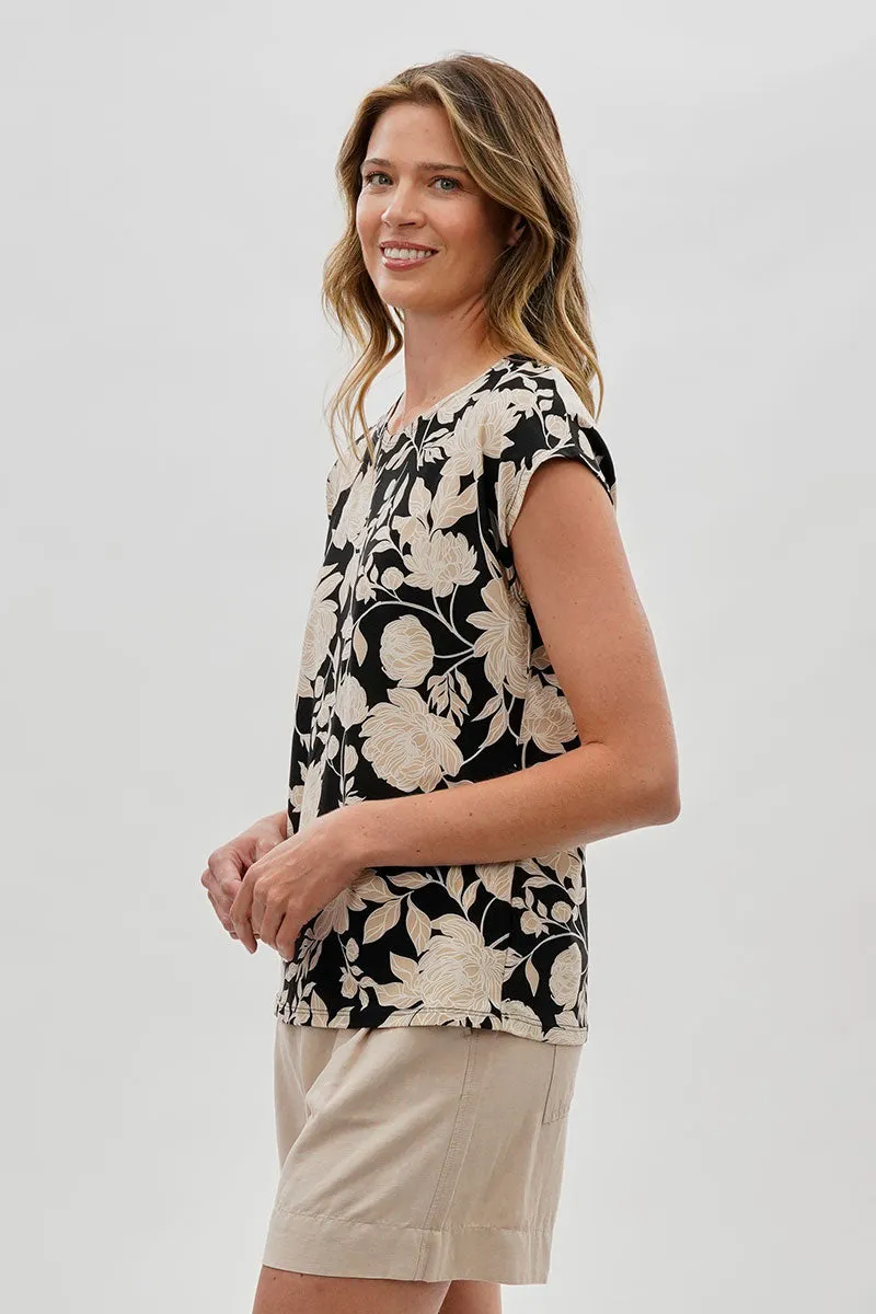 Beechers Brook Floral Cap Sleeve Blouse - Black sold by Fairweather product image thumbnail 2
