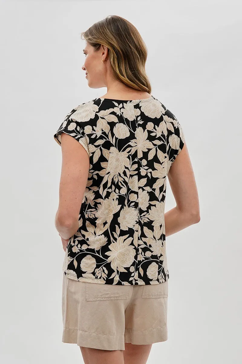 Beechers Brook Floral Cap Sleeve Blouse - Black sold by Fairweather product image thumbnail 3