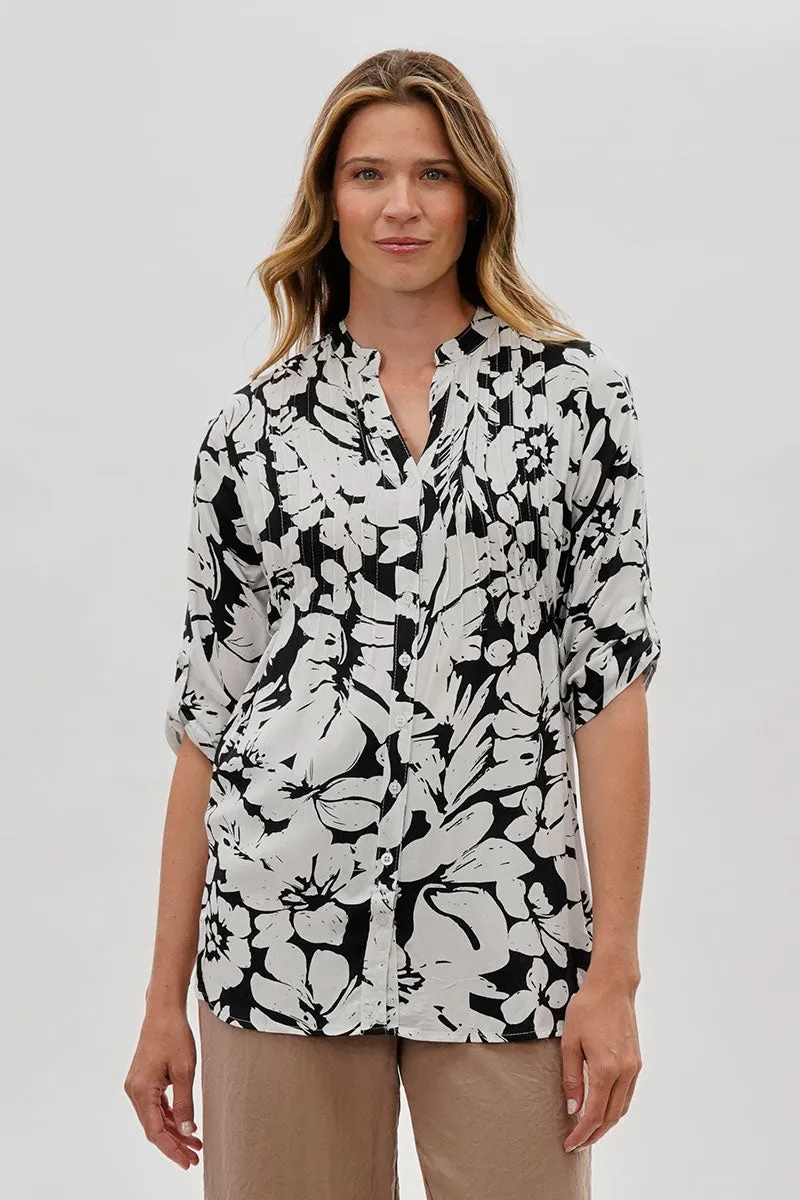 International INC Company Floral Back Tie Blouse - Black sold by Fairweather