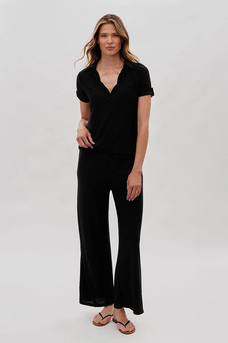 Short Sleeve Split Neck Blouse - Black sold by Fairweather product image thumbnail 5