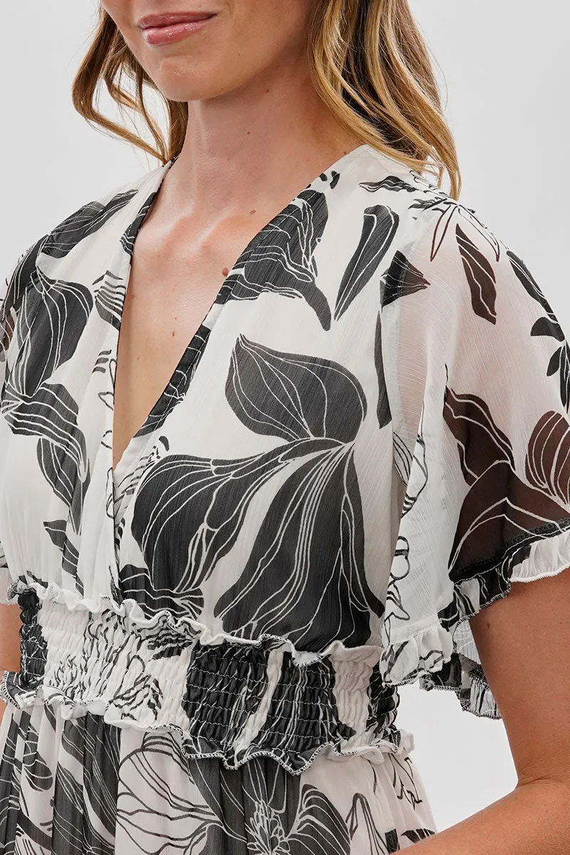 Limite Floral Cinched Waist Maxi Dress - White sold by Fairweather product image thumbnail 4