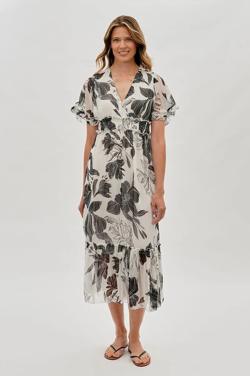 Limite Floral Cinched Waist Maxi Dress - White sold by Fairweather product image thumbnail 5