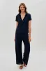 Costa Blanca Wide Leg Fold Over Pants - Navy sold by Fairweather