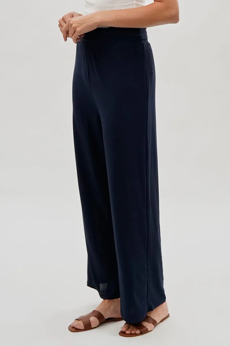 Costa Blanca Wide Leg Fold Over Pants - Navy sold by Fairweather product image thumbnail 2