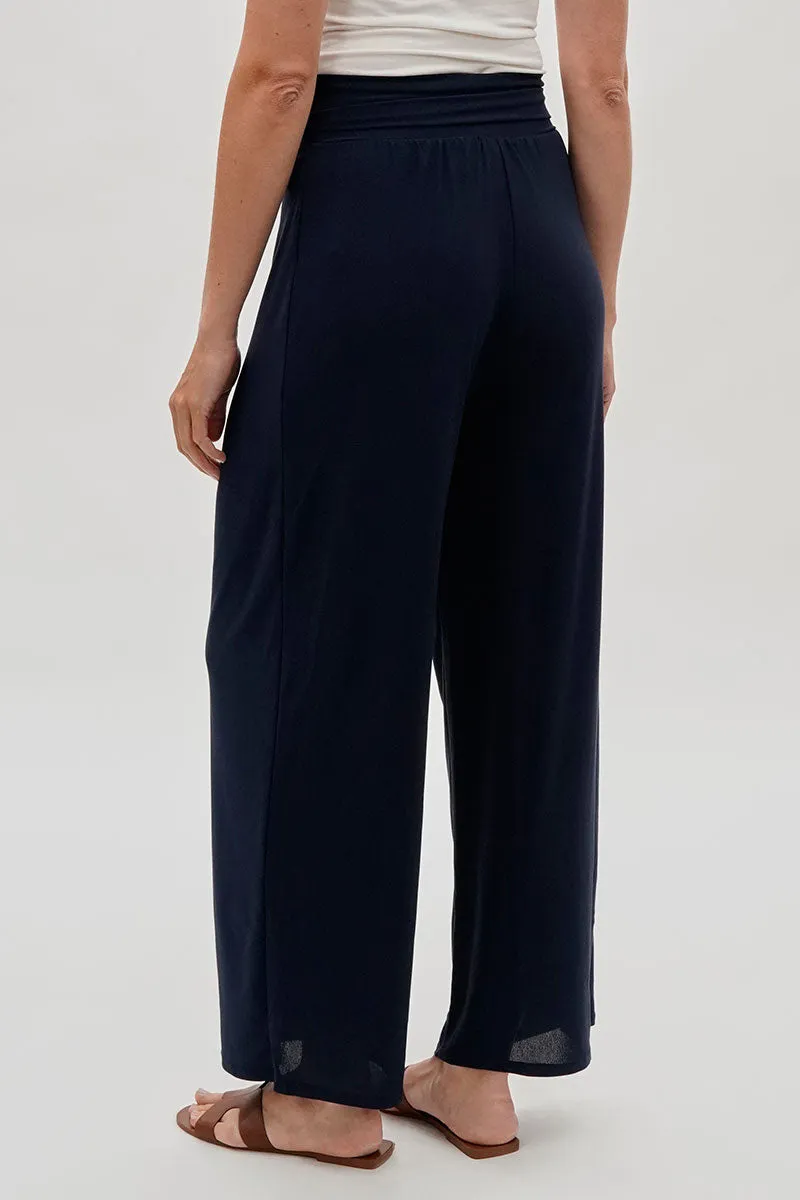 Costa Blanca Wide Leg Fold Over Pants - Navy sold by Fairweather product image thumbnail 3
