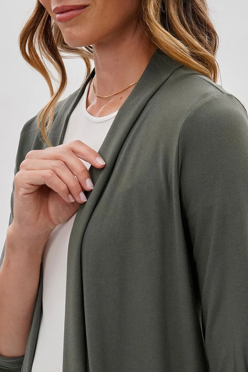 Costa Blanca Open Lightweight Wrap Cardigan - Olive sold by Fairweather product image thumbnail 4