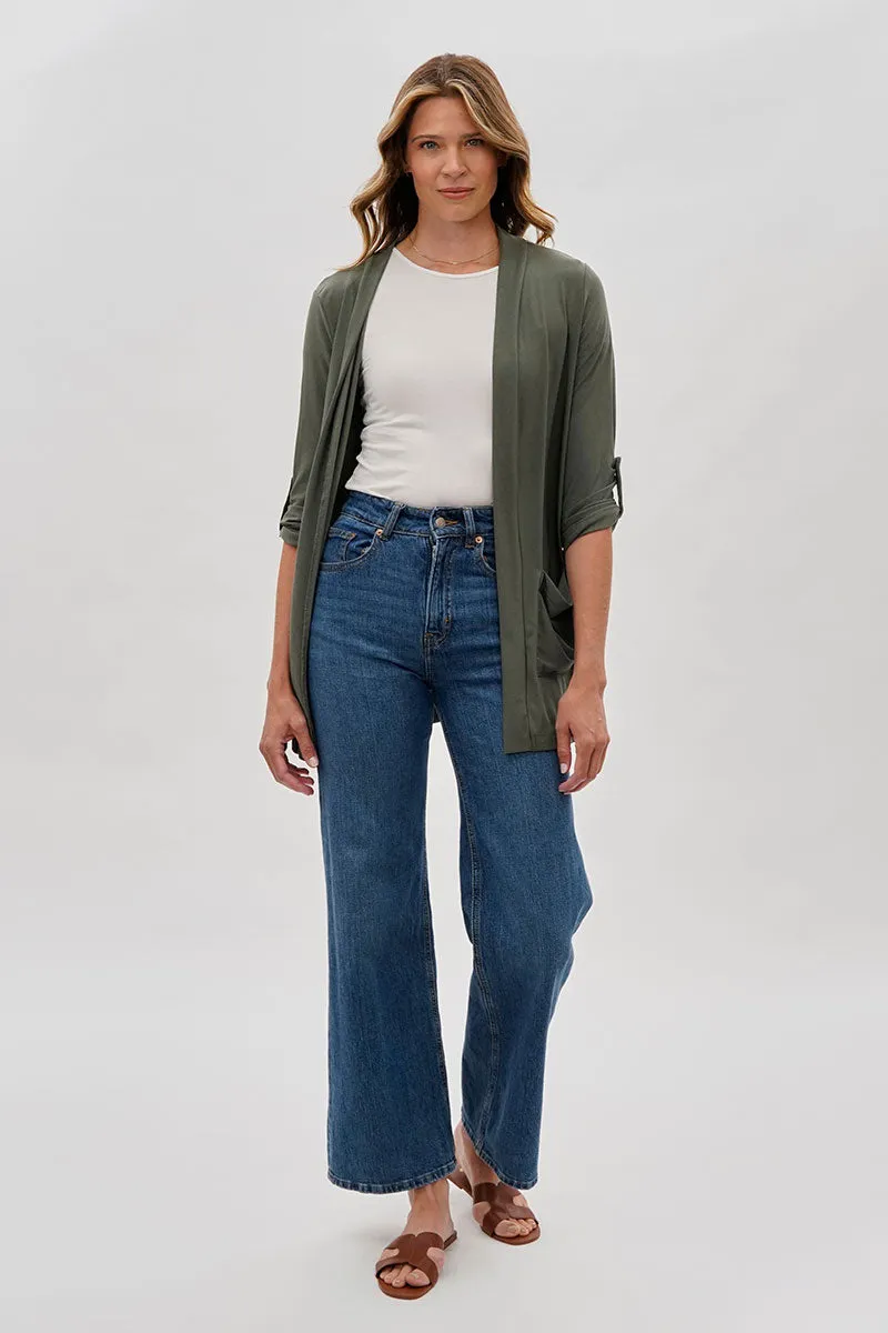 Costa Blanca Open Lightweight Wrap Cardigan - Olive sold by Fairweather product image thumbnail 5