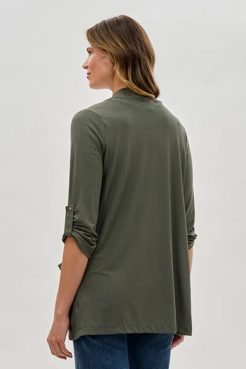 Costa Blanca Open Lightweight Wrap Cardigan - Olive sold by Fairweather product image thumbnail 3