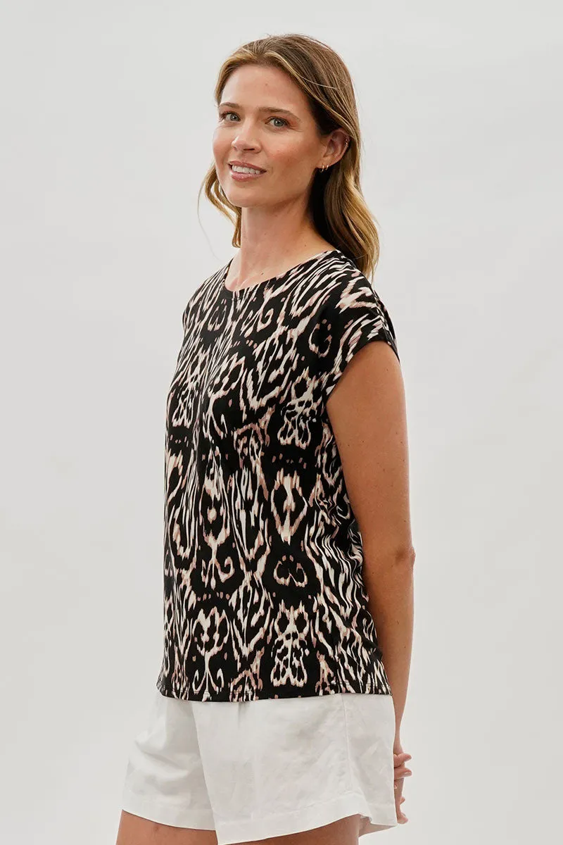 Beechers Brook Patterned Cap Sleeve Blouse - Black sold by Fairweather product image thumbnail 2